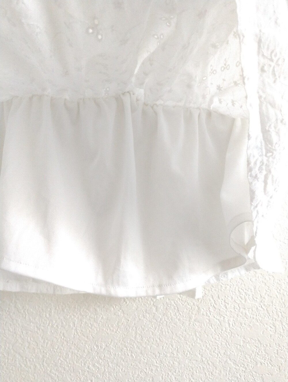 Adorable Japna White CROP Peasant Top Coquette White Eyelet Puff Sleeves Small - Picture 4 of 12